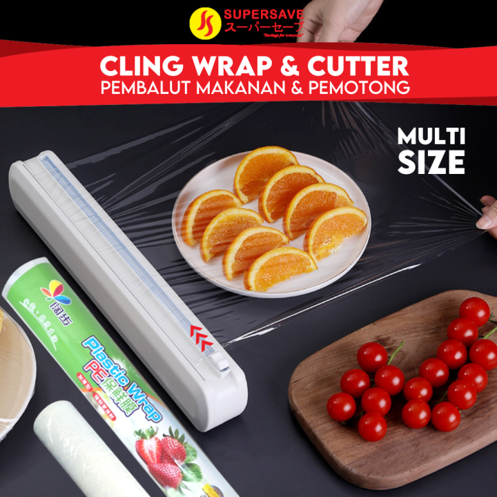 Cling Wrap Dispenser Slide Cutter PE Plastic Food Cling Wrapper Safe ...