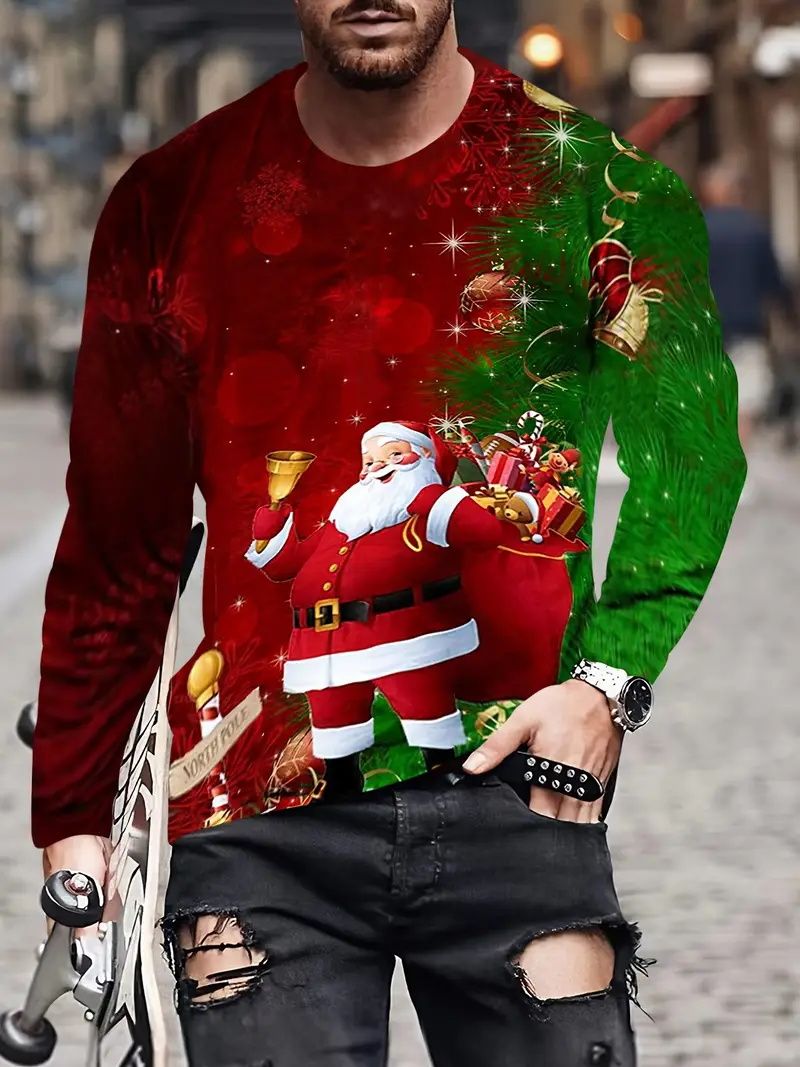 [Local Stock] ZEEMIN Halloween Christmas Men's Merry Christmas Long ...
