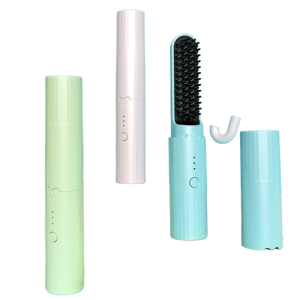 2 In1 Portable Wireless Straight Hair Comb Rechargeable Fast Heating Anti Scald Negative Ion Hair Straightener Comb Curling Straight Dual Purpose