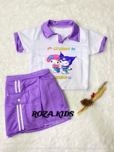 setelan rok anak perempuan motif melody kuromi usia 1 tahun sampai 8 tahun