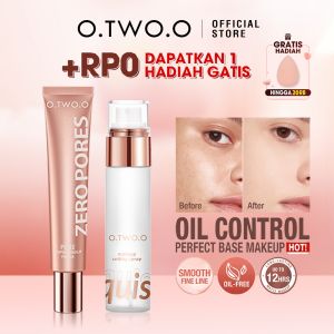 O.TWO.O Invisible Zero Pore Moisturizing Primer + Setting Spray Makeup Tahan Lama + Sponge Make Up