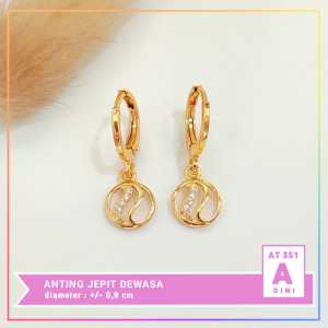 Nice Jewelry Anting dewasa jurai bulat simple perhiasan lapis emas AT 351