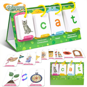AODUOYAYA 129PCS Phonics English Flash Card CVC Words Vowel Consonant Desk Calendar Educational Learning Cards