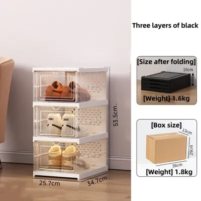 【SG STOCK】Folding shoe rack/1/3/6-layer shoe storage box/Organiser Storage BoX shoe rack shoe box storage stackable