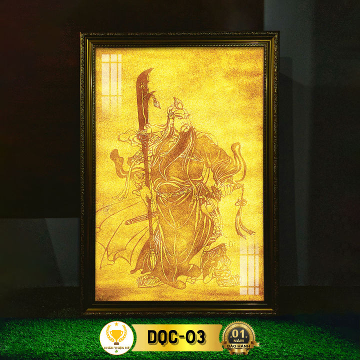 Tranh Thờ Quan Công Có Đèn CHÂN THIỆN MỸ, Treo Tường Trang Trí Bàn Thờ ...