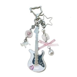 Cổ Điển Y2K Phong Cách Mèo Guitar Mặt Dây Chuyền xâu hạt hợp kim móc chìa khóa Độc Đáo Thủ Công Thủ Công Cho Indie Âm Nhạc Những Người Yêu Thích Phụ Kiện