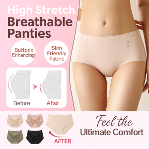 Womens Panties High Elastic Breathable Ice Silk Non-marking Mid Waist Briefs Soft Comfortable Underwear Plus Size