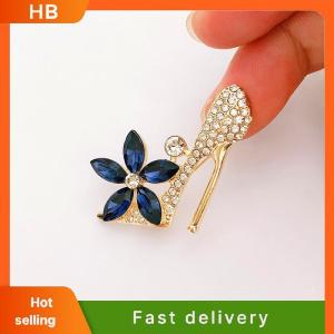 HB Fashion Crystal Flower High Heels Shoes Brooches Women Coat Clothing Badges Jewelry Accessries