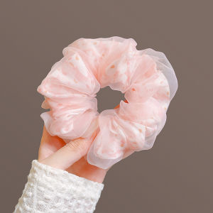 Dây Cột Tóc vải scrunchies 2 lớp vải voan hoa cúc cho nữ