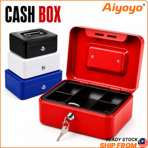 Metal Petty Cash Box Handle Tray Safe Money Coins Bill Key Security Deposit Money Safety Box Safe Box