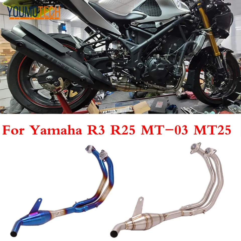 thumbnail image 2 of Slip-On Exhaust + Mid Link Pipe For Yamaha MT-03 / YZF R3 / R25 – 51mm Stainless Steel 2 of 6
