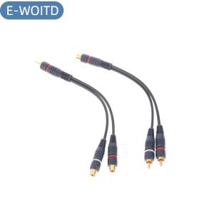 E-WOITD Nhà Phân Phối Chuyển Đổi Loa Vàng Dây Cáp Dòng Cooper Dây 2 RCA Nữ Để 1 RCA Nam Splitter Cáp Âm Thanh Splitter