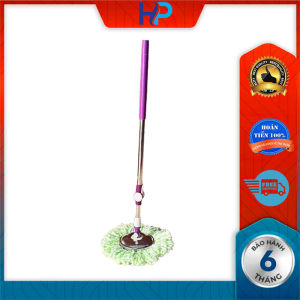 Cây lau nhà xoay 360 độ tự vắt mâm inox- chổi lau nhà inox ?kèm bông lau cotton siêu thấm hút
