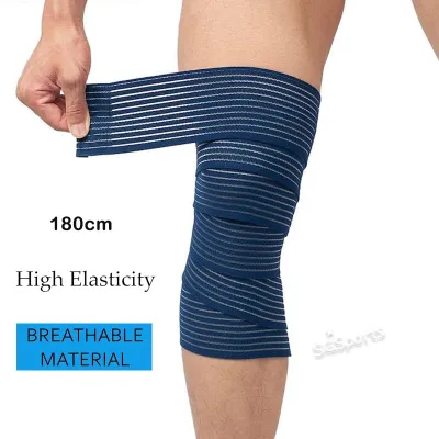 Knee Wraps - 180cm Long Sports Knee Strap for Training Gym Workout Weightlifting Fitness Power lifting - Squats / Calf Support Knee Brace Compression Wrap Support Bandage Brace Guard Injury Pain Sport Pad