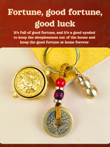 Red Decorative Beads Pendant Key Decorations Chinese zodiac traditional element rotatable Sophisticated styling