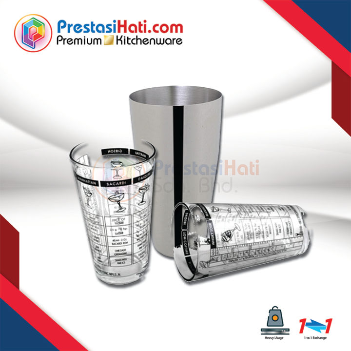 [Bar Utensils] Boston Stainless Steel Cocktail Shaker Measuring Cup Set