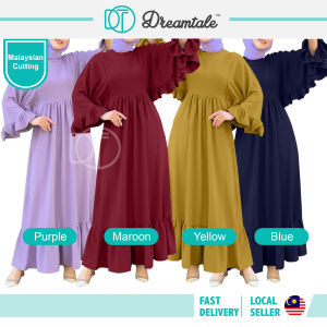 [Clearance] Dreamtale Baju Wanita Gaun Labuh Syareen Muslimah Wear Dress Muslimah Ruffles Trumpet Sleeve Abaya Dress Baju Melayu WCO112