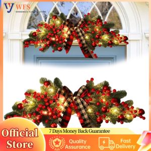 Holiday Door Swag with Pinecones and Berries Christmas Hanging Ornament for Entrance Decor