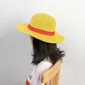 ❣️HOKI69❣️ Topi Pasir Cosplay Luffy One Piece Anyam Pantai Pelindung Sinar Matahari Import Unisex. 