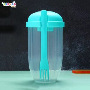 FR-C863 Botol Salad 1000ML dengan Sendok Garpu + Botol Saus Kecil Praktis Portable / Tempat Makan