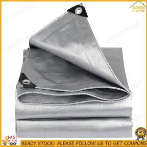 [CY] Extra Thick Tarps with Grommets and Reinforced Edges Silver Reflective Tarps for Camping Patio Tent Boat