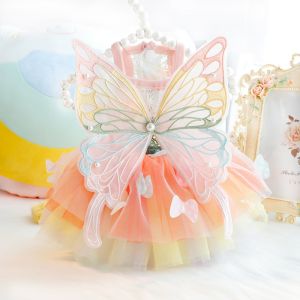 【Meoof】【JB Ready Stock】 XS-XL Dog Cat Costumes Fairy Dress Butterfly Leash Poodle Pichon Pomeranian French Bulldog Cute Pet Dress 贵宾比熊博美法斗柯基宠物猫狗衣服夏季清凉仙女蝴蝶连衣裙