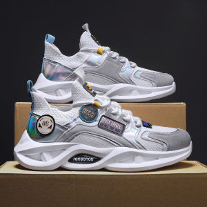 IELGY sneakers mens fashionable temperament flying woven breathable thick-soled daddy shoes