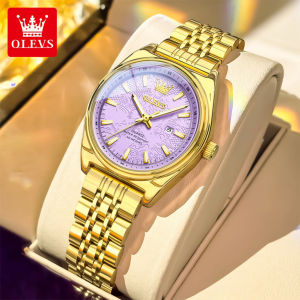 OLEVS Womens Watch Original Waterproof 2025 Stainless Steel Strap Elegant Luxurious Korean Style Luminous Calendar Watch For Women