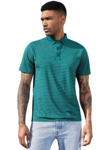 Dry Fit Golf Polo T Shirts for Men Moisture Wicking Stretch Sports Breathable Striped Lapel Collar Casual T-Shirt