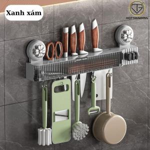 Giá Cài Dao Kéo Nhà Bếp Hút chân KhôngNgăn Đựng Đũa Muỗng Mài Dao Kèm Móc Treo Chất Liệu Nhựa ABS