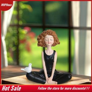 【COD】🔥🔥🔥 Yoga Girl Figurines Yoga Statue Art Sculpture Figure Resin Home Decoration Desk Ornament Statuette For Your Desk Bookshelf