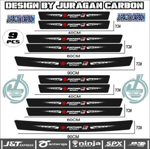 SILL PLATE KARBON 3D MOBIL FORTUNER GR STICKER CARBON 3D PIJAKAN BUMPER BAGASI MOBIL TOYOTA FORTUNER