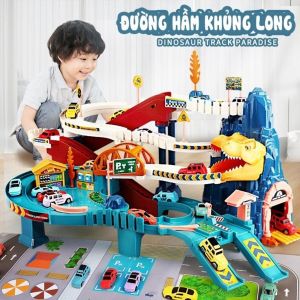 Đồ chơi đường đua đường hầm khủng long mô hình đua xe ô tô