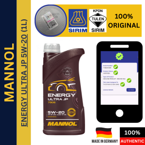 (MADE IN GERMANY) MANNOL 7906-1L Energy Ultra JP 5W20 Fully Synthetic Engine Oil (1Liter)