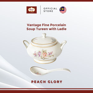 Vantage Fine Porcelain Peach Glory Soup Tureen With Ladle