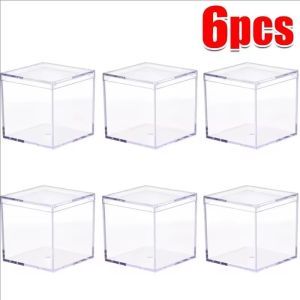 12 ชิ้น กล่องพลาสติกอะคริลิกใส พร้อมฝาปิด / กล่องเก็บอาหาร ขนม ปาร์ตี้คริสต์มาส / กล่องสี่เหลี่ยมกันฝุ่น / สำหรับเก็บต่างหู เครื่องประดับ ลูกปัดขนาดเล็ก