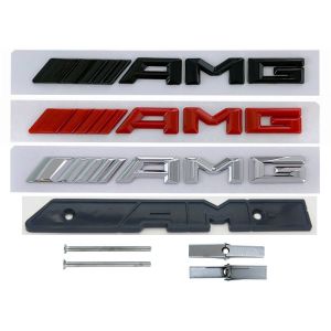 3D letter AMG Front grille emblem for Mercedes benz C GLA E CLA class Front logo Silver red black badge Car decoration upgrade