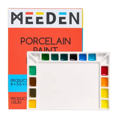 MEEDEN 18-Well Porcelain Artist Paint Palette Mixing Art Ceramic Watercolor Paint Palette for Watercolor Gouache Acrylic Oil Painting Rectangle 8 by 5-1/2-Inch