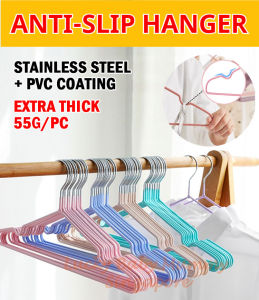 Extra Thick Stainless-Steel PVC Anti-Slip Metal Hanger Adult Kids Clothing Hanger #MULTI-PURPOSE / Rainbow Culture