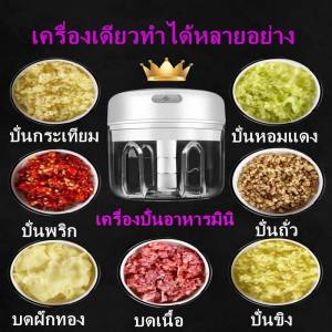 เครื่องบดสับอาหารไร้สาย เครื่องปั่นไฟฟ้า เครื่องปั่นมินิ แบบชาร์จแถมสายUSB แบบพกพาไร้สาย เครื่องบดกระเทียม ความจุ 100ml/250ml