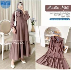 ISOKA MIDI DRESS | MIDI DRESS KRINKLE | MIDI DRESS KEKINIAN | MIDI DRESS POLOS LENGAN PANJANG | MIDI DRESS KEKINIAN | OOTD WANITA TERBARU