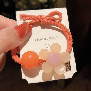 PaulWeekend ยางรัดผมวุ้นดอกไม้น่ารัก ติดโบว์ที่คาดผมสำหรับสาวๆสไตล์เกาหลีแนวหวาน