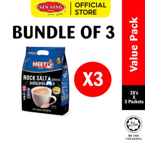 (3 Pek) MEET U Blue Mountain Blend Coffee & Himalayasan Rock Salt Coffee| Kopi Segera Pracampur Blue Mountain & Kopi Segera Pracampur Garam Batu Himalayasan (28s x16g) HALAL