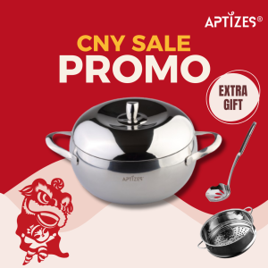 APTIZES® | Eco-Friendly Stainless Steel 2-Tier Steamer Pot Apple Shape with Lid