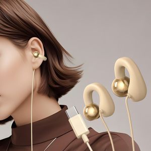 JJT Bone Conduction In-Ear Hook Wired Headphones with Mic Comfortable Long Wear
