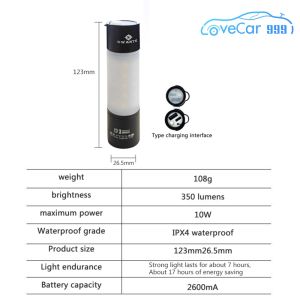 Camping Stick Light 350LM Camping Flashlight Camping Lamp 2600mAh IPX4 Waterproof Last Up To 7H Battery Operated for Backpacking