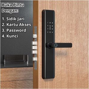 COD Gagang Pintu Elektrik Digital Sidik Jari Rumah Mewah / Gagang Pintu Digital Password Fingerprint Sidik Jari Kartu / Smart Door Lock Sliding Pintu Rumah Fingerprint Card / Smart Lock Door Handle Pintu Rumah Kamar Tidur Digital Murah Berkualitas K13-1-J