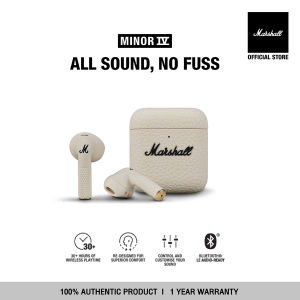 MARSHALL MINOR IV CREAM - รับประกัน 1 ปี + ส่งฟรีทั่วไทย (หูฟังบลูทูธ หูฟังไร้สาย หูฟัง true wireless หูฟัง marshall ของแท้ หูฟังเบสหนัก)