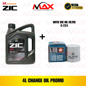 SK-ZIC 4 Liters X7 10W40 For GASOLINE Engine with C-224 Vic Oil Filter Bundle