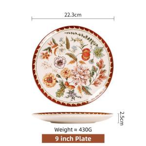 OMK French vintage style hand-painted ceramic dinner plate